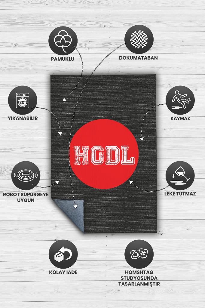 Homshtag Hodl Siyah Kırmızı Renk Halı Baskı Halı Figürlü Genç Odası Halısı Sade Dokuma Tabanlı Halı