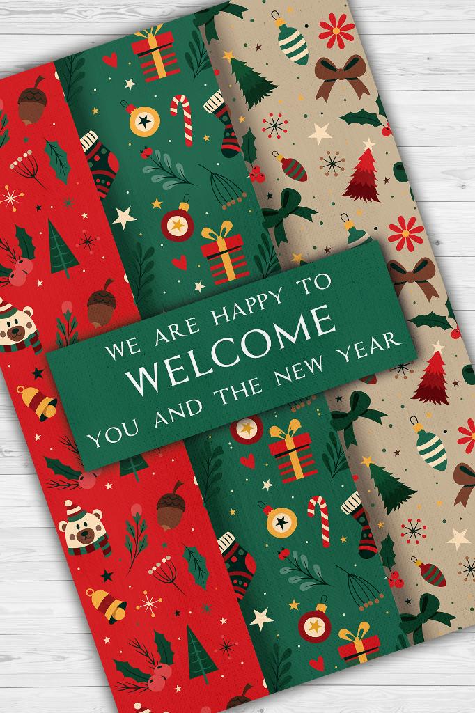 Homshtag Hoş Geldiniz Yeşil Renkli Yeni Yıl Parti Halısı Çok Renkli Yılbaşı Temalı Hediyelik Halı