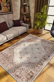 Homshtag Huzur Etnik Desenli Halı Geometrik Salon Halısı Bej Krem Renkli Oturma Odası Halısı