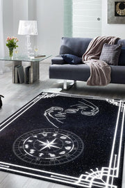 Homshtag İkizler Burcu Astroloji Temalı Halı Burç Halısı İkizler Burcuna Hediye Halı Siyah Renk Halı