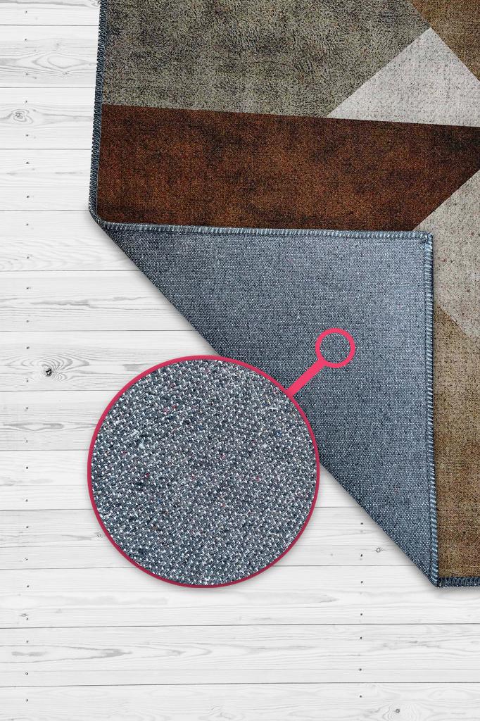 Homshtag İyi Yaşam Üçgeni Kahverengi Renkli Halı Geometrik Oturma Odası Halısı Minimal Salon Halı