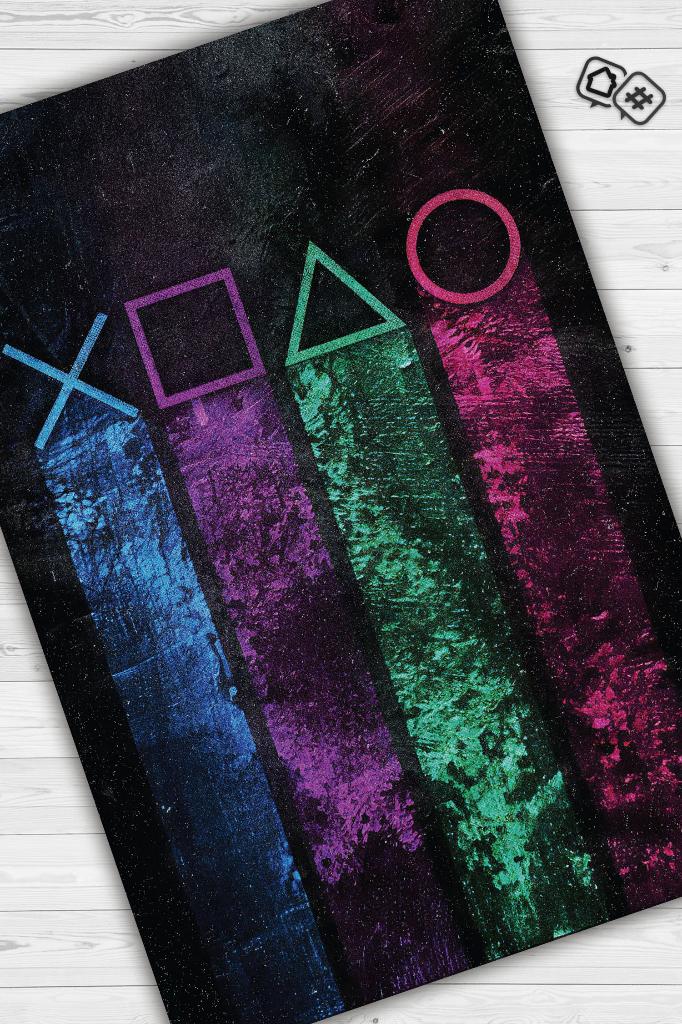 Homshtag Joystick Renkli Oyuncu Halısı Zemini Siyah Renk Gamer Temalı Halı Oyuncuya Hediyelik Halı