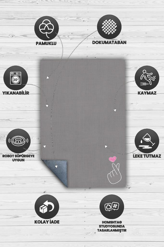 Homshtag K-pop Hareketi Gri Renkli Kpop Halısı Sade Genç Odası Halısı Hediyelik Müzik Sever Halısı