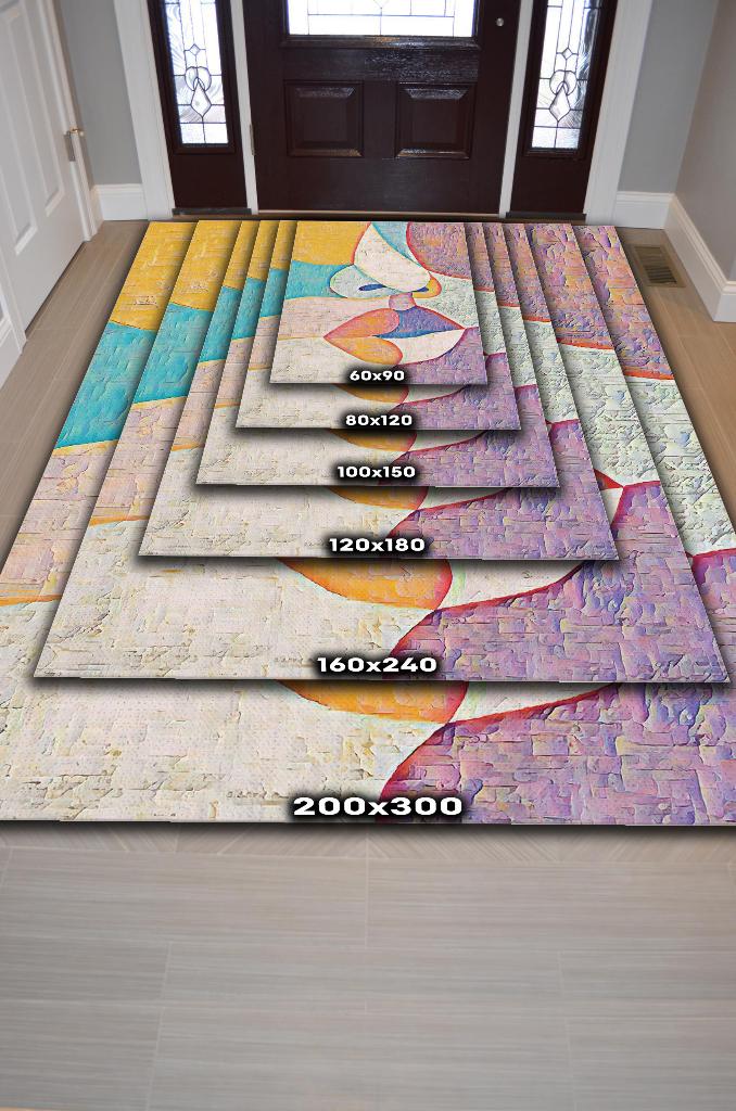 Homshtag Kadın Rengi Çok Renkli Halı Kadınlara Özel Halı Dijital Baskı Tasarım Halı Soyut Halı