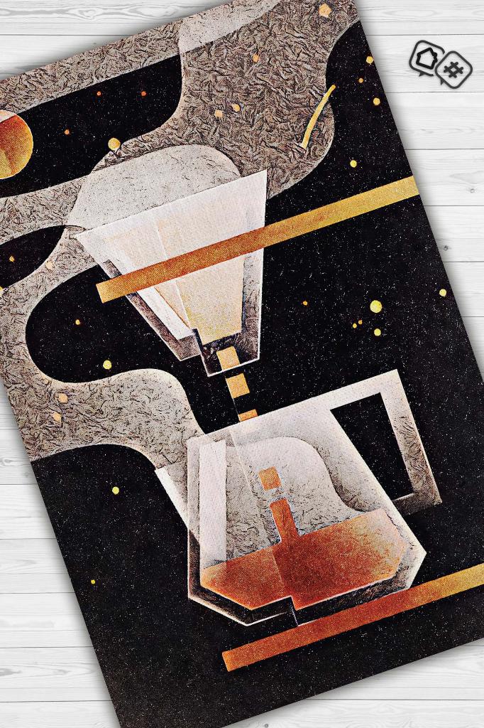 Homshtag Kahve Evreni Geometrik Kahve Sever Halısı Siyah Renkli Mutfak Halısı Dekoratif Salon Halısı