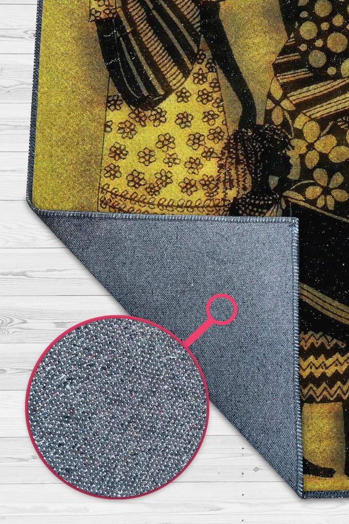 Homshtag Kahve Gözlüler Minimal Salon Halısı Etnik Desenli Halı Sarı Renkli Oturma Odası Halısı