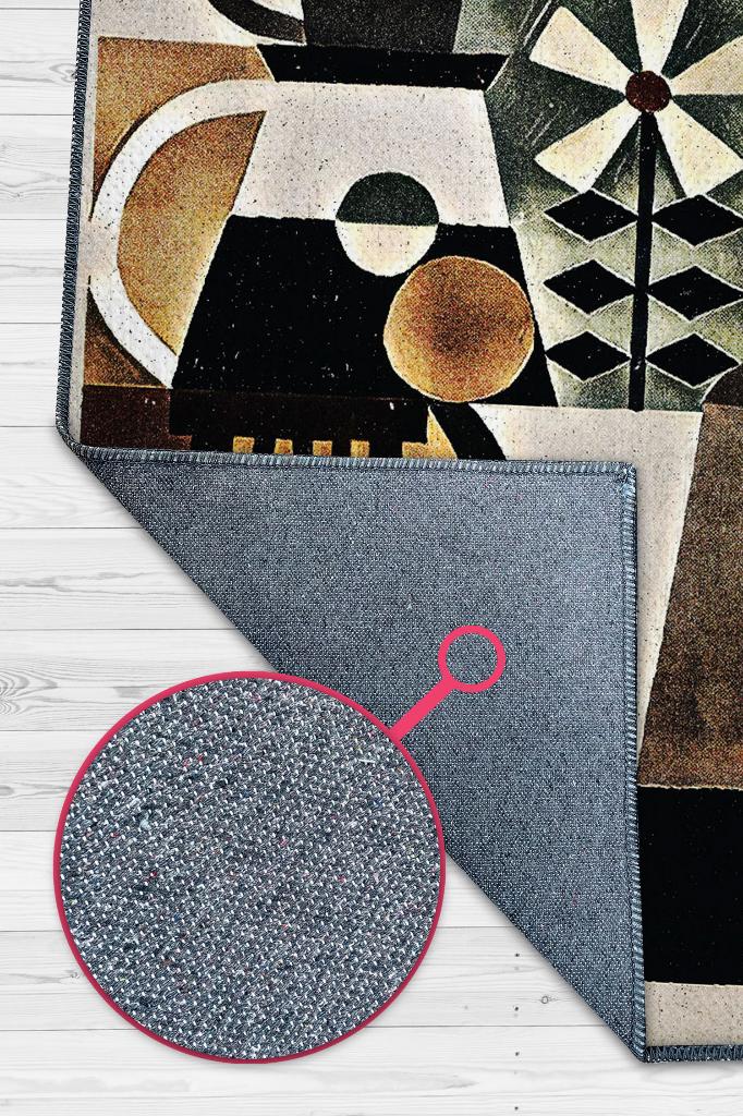 Homshtag Kahveli Hayat Kahverengi Halı Geometrik Mutfak Halısı  Dekoratif Halı Kahve Desenli Halı