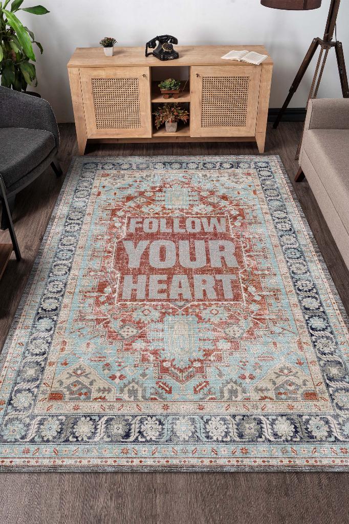 Homshtag Kalbini Dinle Etnik Desenli Halı Geometrik Salon Halısı Çok Renkli Oturma Odası Halısı