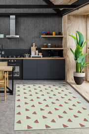 Homshtag Karpuz Desenli Yeşil Halı Minimal Salon Halısı Renkli Mutfak Halısı Tarz Oturma Odası Halı