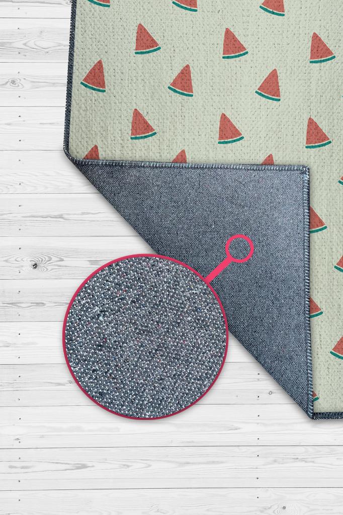 Homshtag Karpuz Desenli Yeşil Halı Minimal Salon Halısı Renkli Mutfak Halısı Tarz Oturma Odası Halı