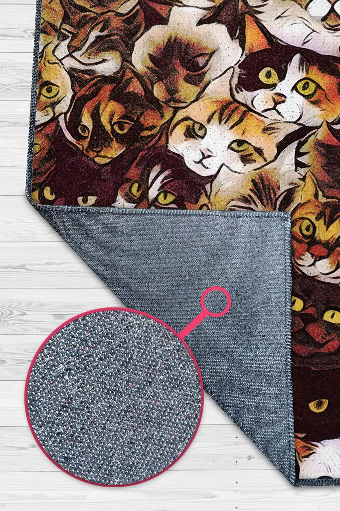 Homshtag Kedi Kafası Kahverengi Halı Minimal Gen Odası Halısı Renkli Salon Halısı Kedili Halı