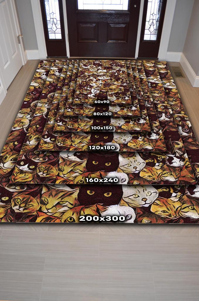 Homshtag Kedi Kafası Kahverengi Halı Minimal Gen Odası Halısı Renkli Salon Halısı Kedili Halı