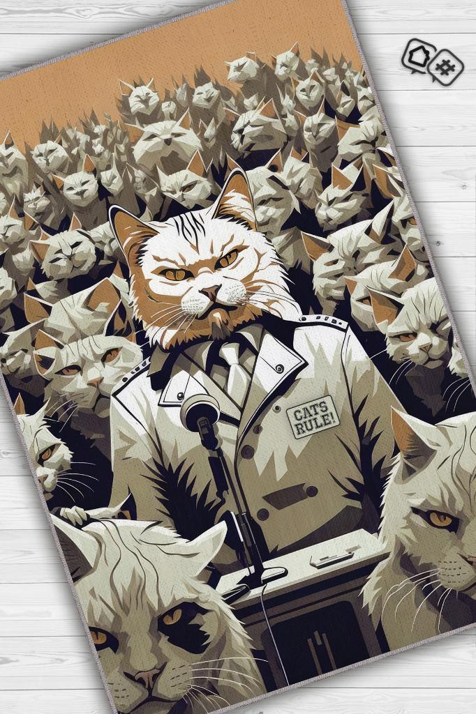 Homshtag Kediler Hükmeder Nude Renkli Kedi Figürlü Halı Özel Tasarım Kedi Sever Genç Odası Halısı