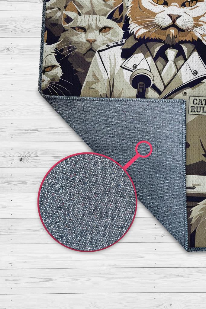 Homshtag Kediler Hükmeder Nude Renkli Kedi Figürlü Halı Özel Tasarım Kedi Sever Genç Odası Halısı