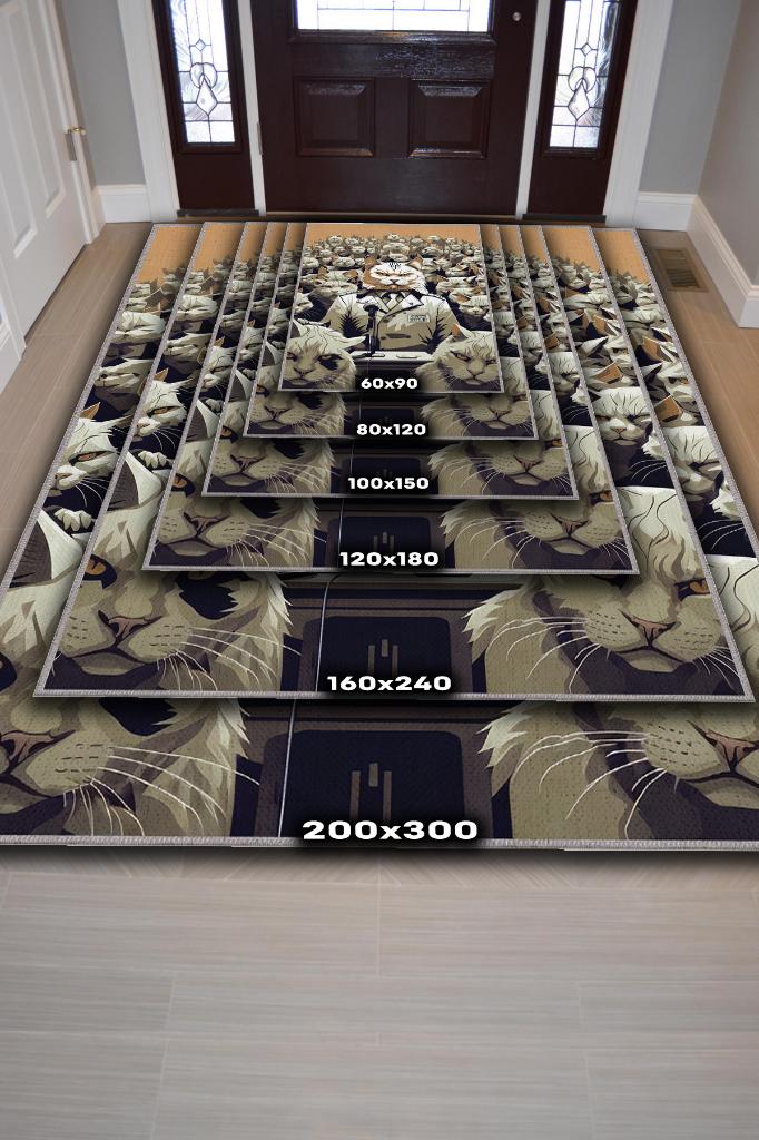 Homshtag Kediler Hükmeder Nude Renkli Kedi Figürlü Halı Özel Tasarım Kedi Sever Genç Odası Halısı