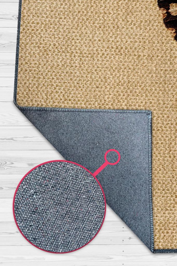 Homshtag Kelebek Kanadı Dokuma Tabanlı Bej Renkli Sade Halı Hayvan Baskı Düz Renkli Mutfak Halısı