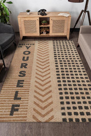 Homshtag Kendine İnan Krem Bej Renkli Halı Geometrik Oturma Odası Halısı Minimal Salon Halı