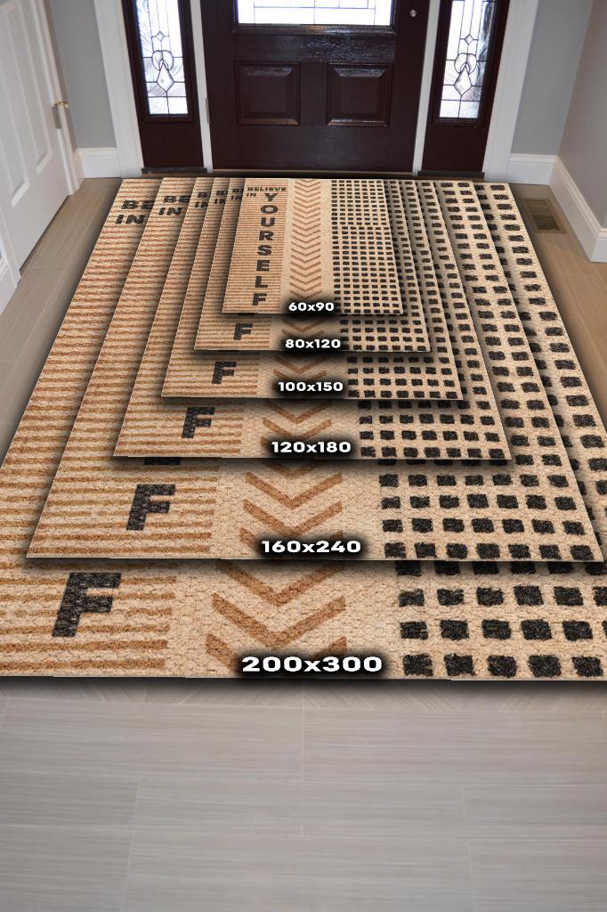 Homshtag Kendine İnan Krem Bej Renkli Halı Geometrik Oturma Odası Halısı Minimal Salon Halı