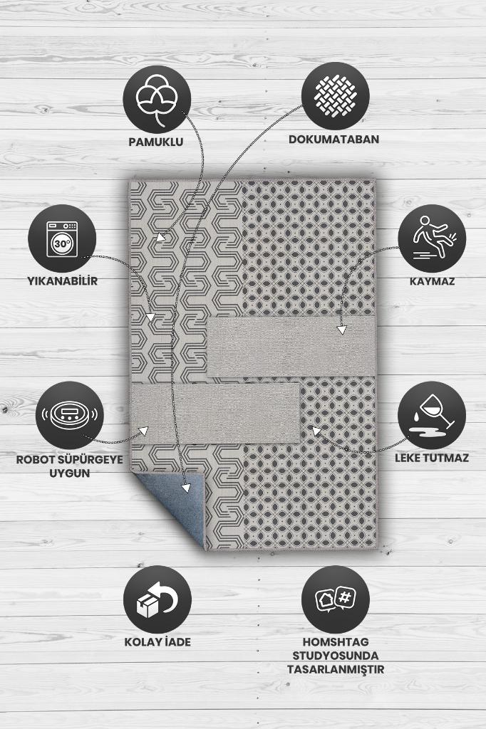 Homshtag Kendini Şımart Etnik Desenli Halı Geometrik Salon Halısı Bej Renkli Oturma Odası Halısı