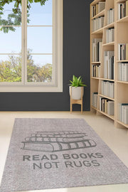 Homshtag Kitap Oku Halı Değil Gri Renkli Kitap Sever Halısı Okuma Sever Çalışma Odası Halısı
