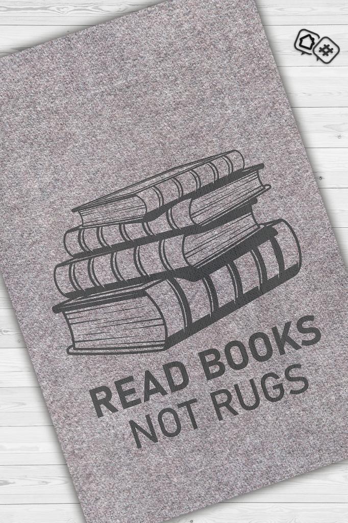 Homshtag Kitap Oku Halı Değil Gri Renkli Kitap Sever Halısı Okuma Sever Çalışma Odası Halısı