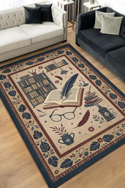 Homshtag Kitap Sever Halısı Kahverengi Kitap Sever Halısı Okuma Sever Çalışma Odası Halısı