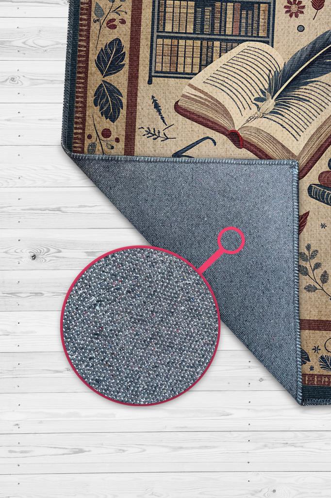 Homshtag Kitap Sever Halısı Kahverengi Kitap Sever Halısı Okuma Sever Çalışma Odası Halısı