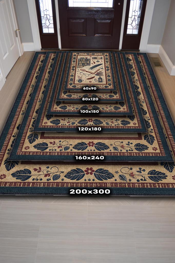 Homshtag Kitap Sever Halısı Kahverengi Kitap Sever Halısı Okuma Sever Çalışma Odası Halısı