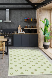 Homshtag Kivi Desenli Yeşil Halı Minimal Salon Halısı Renkli Mutfak Halısı Tarz Oturma Odası Halı
