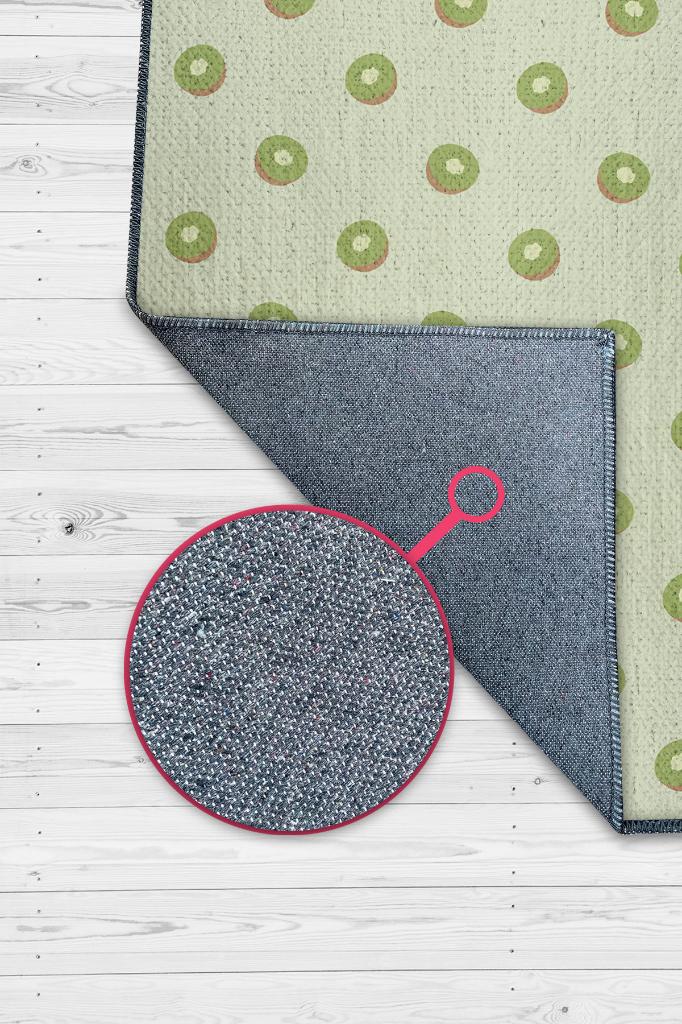 Homshtag Kivi Desenli Yeşil Halı Minimal Salon Halısı Renkli Mutfak Halısı Tarz Oturma Odası Halı