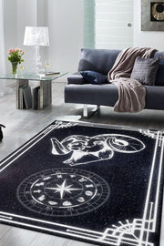 Homshtag Koç Burcu Astroloji Temalı Halı Burç Halısı Koç Burcuna Hediyelik Halı Siyah Renkli Halı