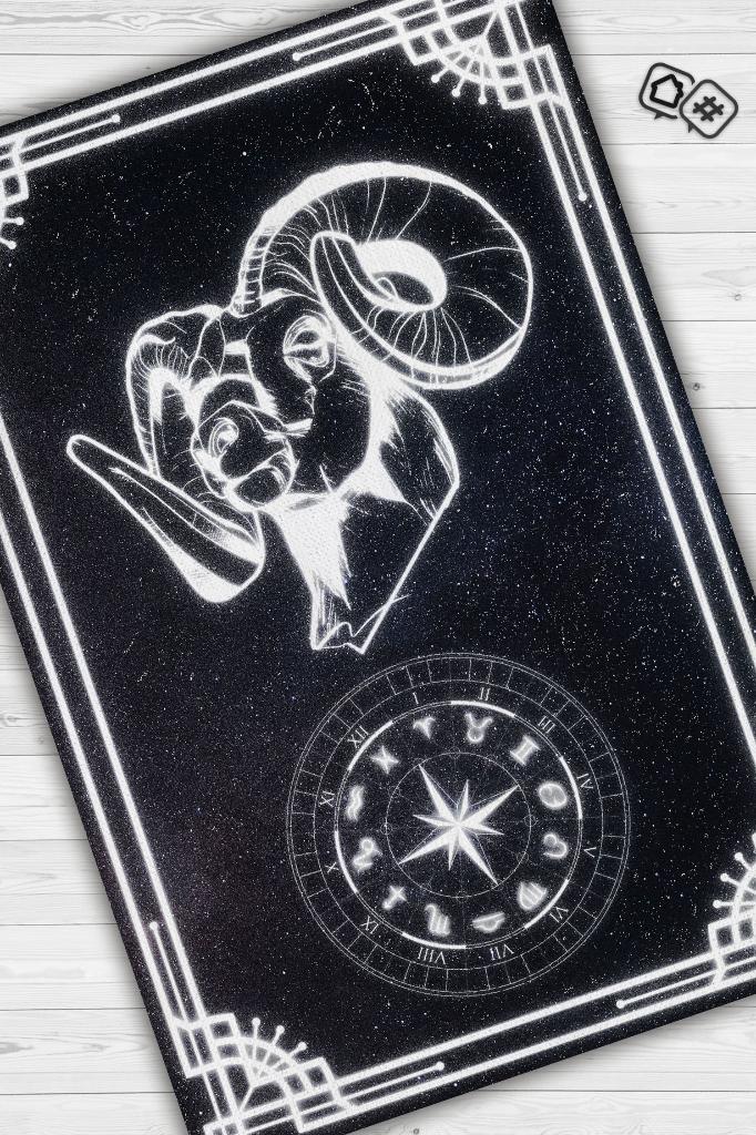 Homshtag Koç Burcu Astroloji Temalı Halı Burç Halısı Koç Burcuna Hediyelik Halı Siyah Renkli Halı