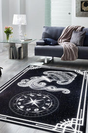 Homshtag Kova Burcu Astroloji Temalı Halı Burç Halısı Kova Burcuna Hediyelik Halı Siyah Renk Halı