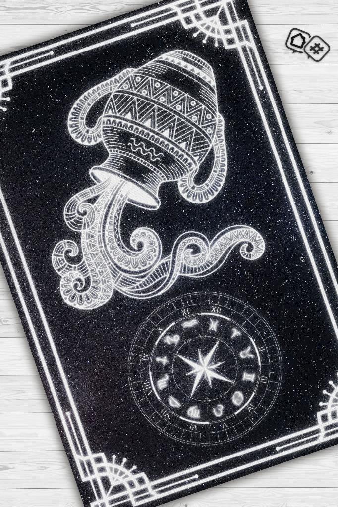Homshtag Kova Burcu Astroloji Temalı Halı Burç Halısı Kova Burcuna Hediyelik Halı Siyah Renk Halı