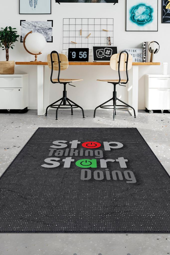 Homshtag Koyu Renkli Halı Antrasit Ofis Halısı Yıkanabilir Kaymaz Dekoratif Home Office Halısı