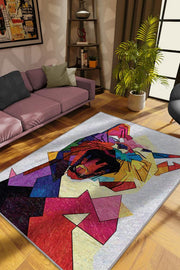 Homshtag Kübist Kedi,Renkli Prizma Desenli Salon Halısı,Pamuklu Dokuma Tabanlı Kedi Sever Halısı
