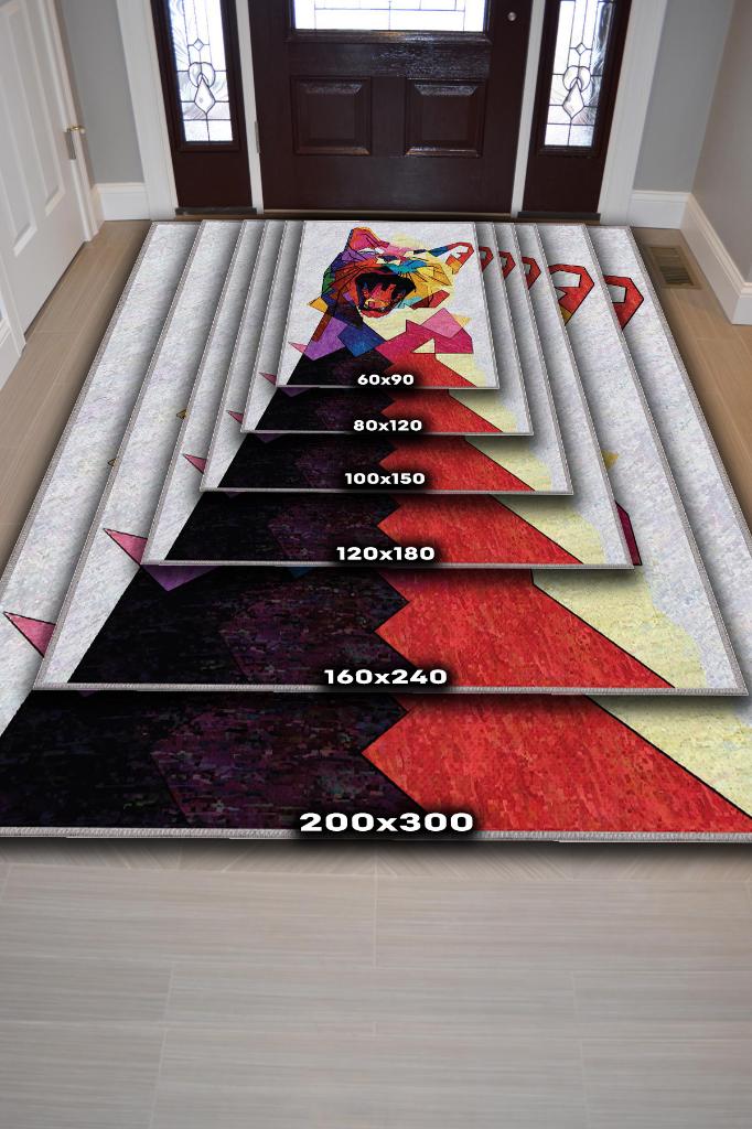 Homshtag Kübist Kedi,Renkli Prizma Desenli Salon Halısı,Pamuklu Dokuma Tabanlı Kedi Sever Halısı