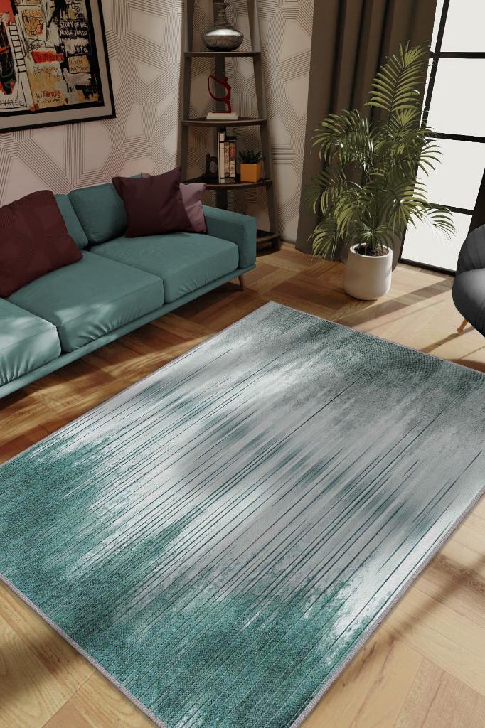 Homshtag Küçük Şeyler Gri Mavi Renkli Halı Çizgili Gölgeli Oturma Odası Halısı Minimal Salon Halı