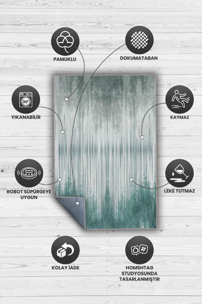 Homshtag Küçük Şeyler Gri Mavi Renkli Halı Çizgili Gölgeli Oturma Odası Halısı Minimal Salon Halı