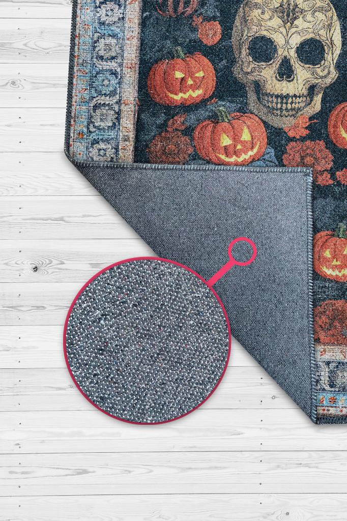 Homshtag Kuru Kafa Bal Kabağı Temalı Dijital Baskılı Halı Dokuma Tabanlı Çok Renkli Salon Halısı