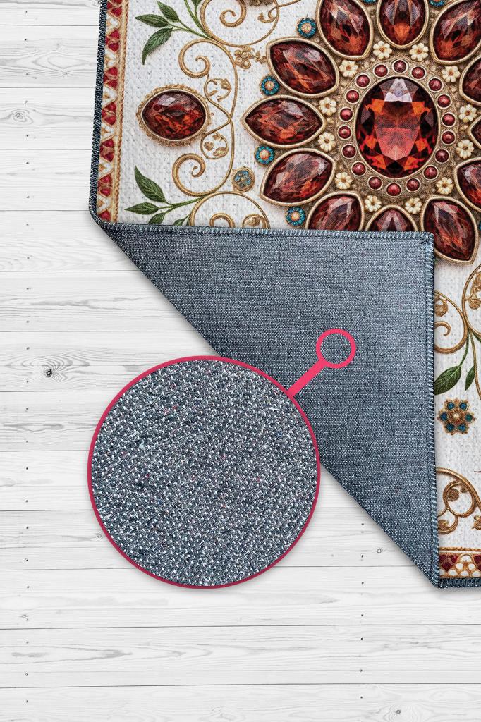 Homshtag Lal Taşı Halısı Kırmızı Renkli Enerji Taşı Figürlü Halı Spiritüel Temalı Modern Halı