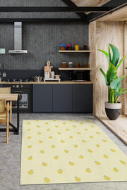 Homshtag Limon Desenli Sarı Halı Minimal Salon Halısı Renkli Mutfak Halısı Tarz Oturma Odası Halı