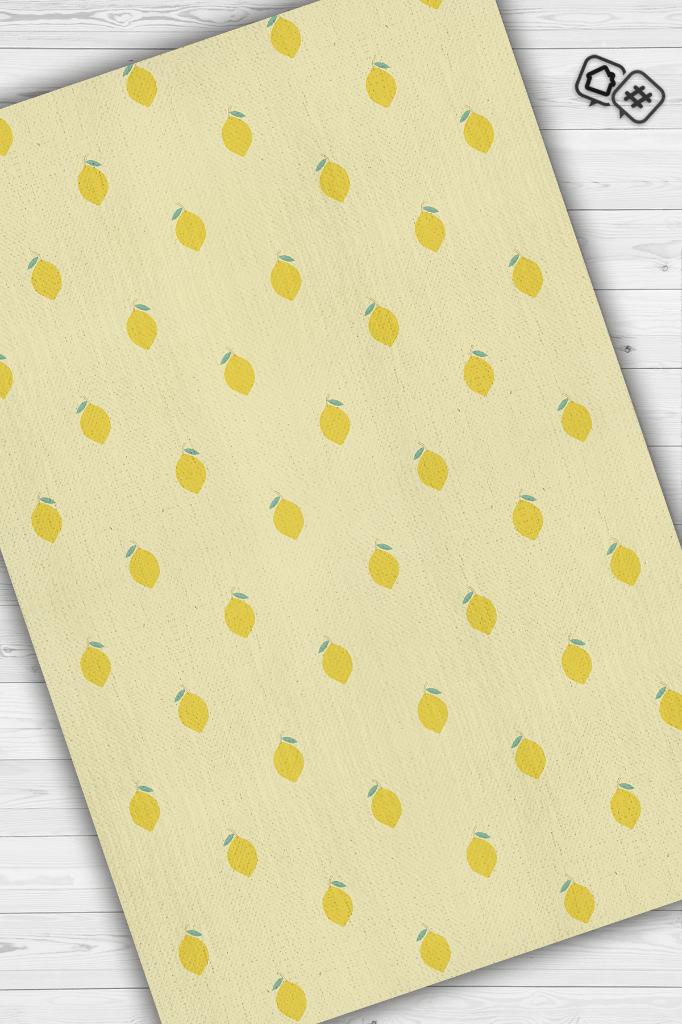 Homshtag Limon Desenli Sarı Halı Minimal Salon Halısı Renkli Mutfak Halısı Tarz Oturma Odası Halı