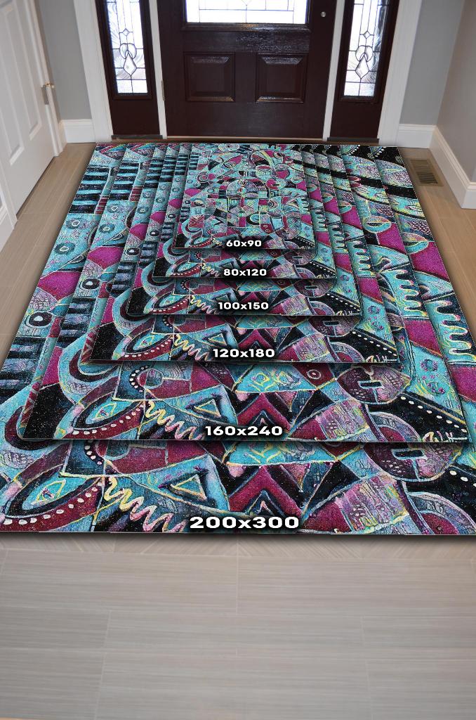 Homshtag Maskeli Kabile Geometrik Salon Halısı Etnik Desenli Halı Yeşil Renkli Oturma Odası Halısı