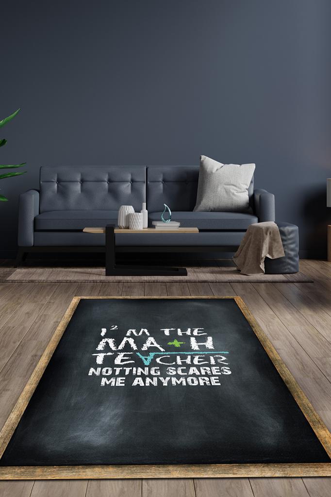 Homshtag Matematik Öğretmeni Halısı Siyah Renkli Öğretmen Halısı Özel Tasarım Öğretmene Hediye Halı