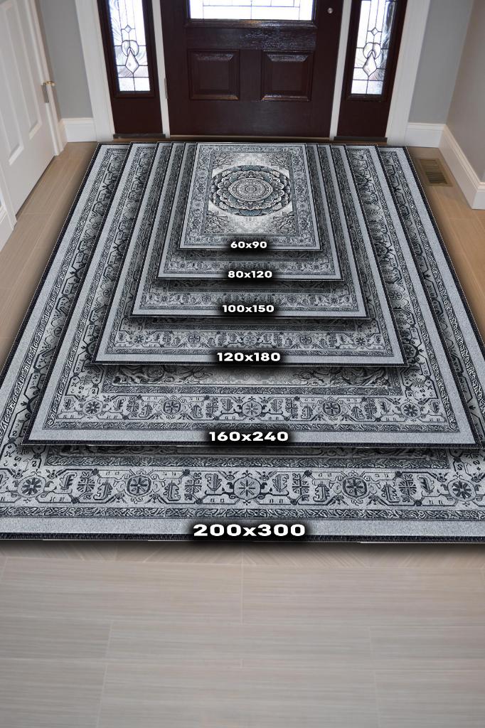 Homshtag Mavi Mandala Halısı,Meditasyon Mavi Gri Halı,Madala Desenli Çiçekli Vintage Halı,Yoga Halısı,Sipiritüel Halı