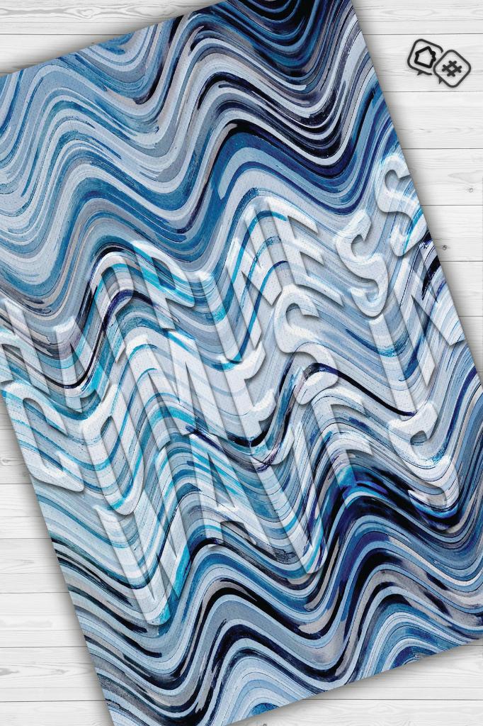 Homshtag Mavi Renk Geçişli Dekoratif 3D Halı Özel Tasarım Yazılı Genç Odası Halısı Yazlık Halısı