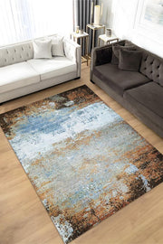 Homshtag Mavi Toprak Çok Renkli Mutfak Halısı Soyut Salon Halısı Mavi Renkli Geometrik Desenli Halı