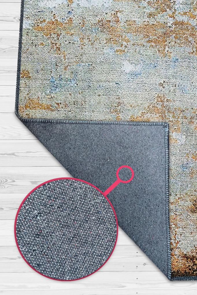 Homshtag Mavi Toprak Çok Renkli Mutfak Halısı Soyut Salon Halısı Mavi Renkli Geometrik Desenli Halı