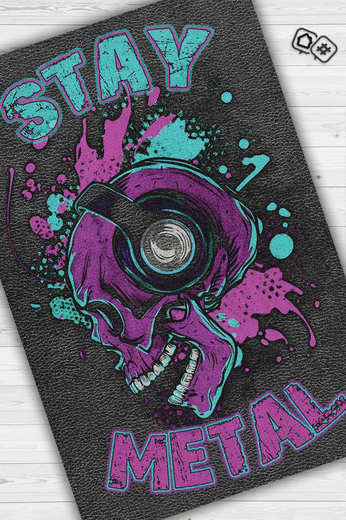 Homshtag Metal Rug, Colorful Carpet, Metal Music Lover Rug, Gift Musician Rug